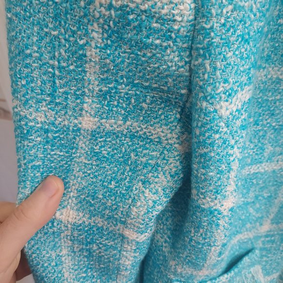 L'AGENCE Blue White Angelina Fringe Tweed Blazer - Picture 10 of 11